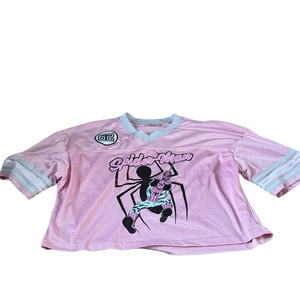 Marvel Pink Spider-Man Oversized Jersey Crop Top SIZE M